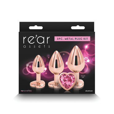Rear Assets Pink Heart Gem Anal Trainer Kit - Rose Gold