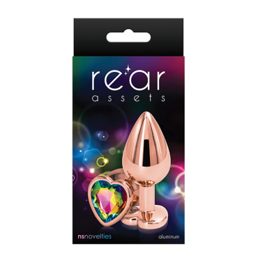 Rear Assets Rose Gold Heart Medium - Rainbow