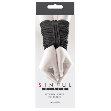 Sinful 25' Nylon Rope - Black