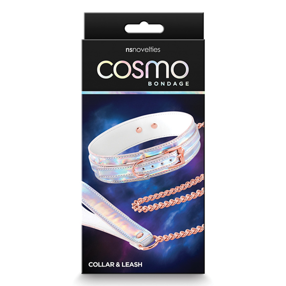 Cosmo Bondage Collar & Leash - Rainbow