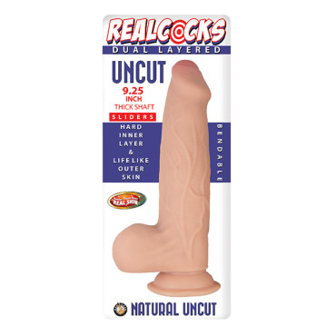 Realcocks Dual Layered Uncut Sliders 9.25" Thick Shaft - White