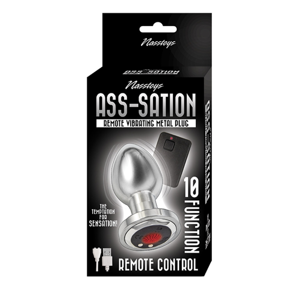Ass-Sation Remote Vibrating Metal Plug - Silver