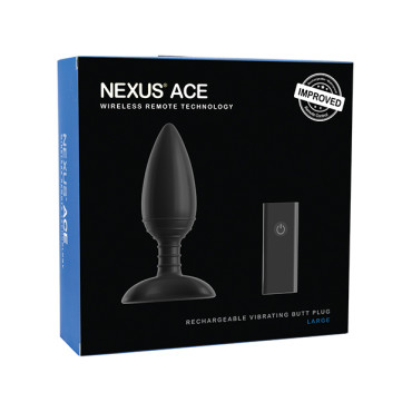 Nexus Ace Remote Control Butt Plug Large - Black