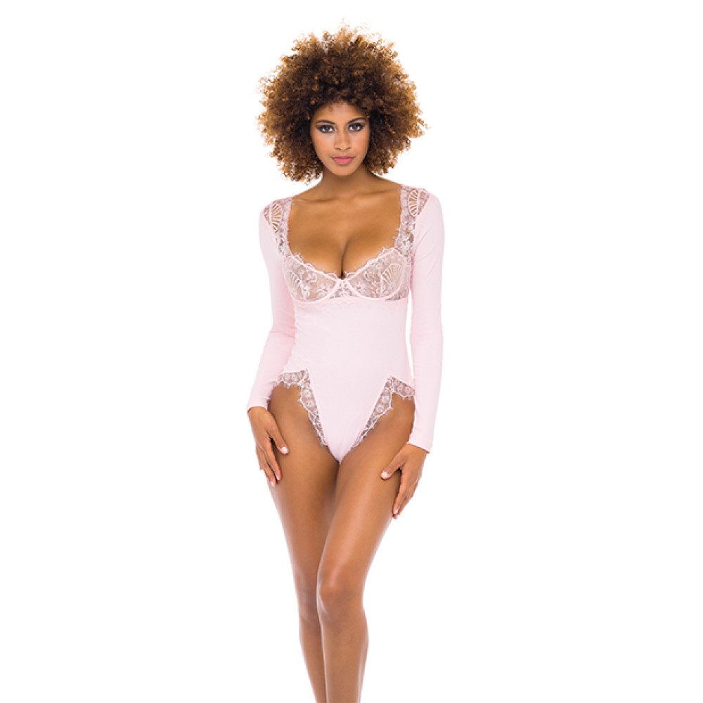 Maria Ribbed Knit & Lace Teddy Crystal Rose LG