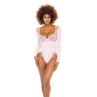 Maria Ribbed Knit & Lace Teddy Crystal Rose LG