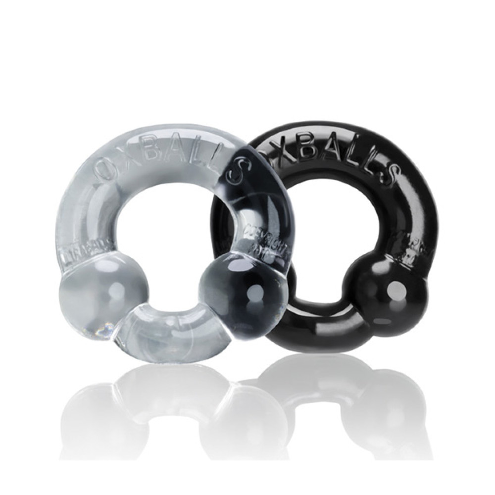 Oxballs Ultraballs Cock Rings - Black/Clear Pack of 2