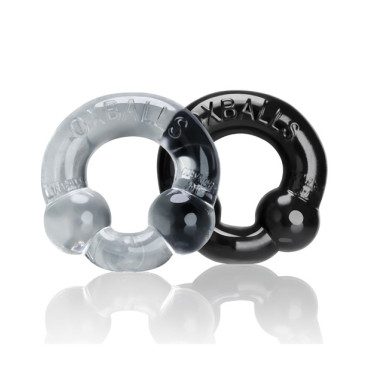 Oxballs Ultraballs Cock Rings - Black/Clear Pack of 2