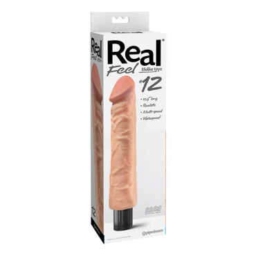 Real Feel No. 12  Long 10" Vibe Waterproof - Mutli-speed Flesh