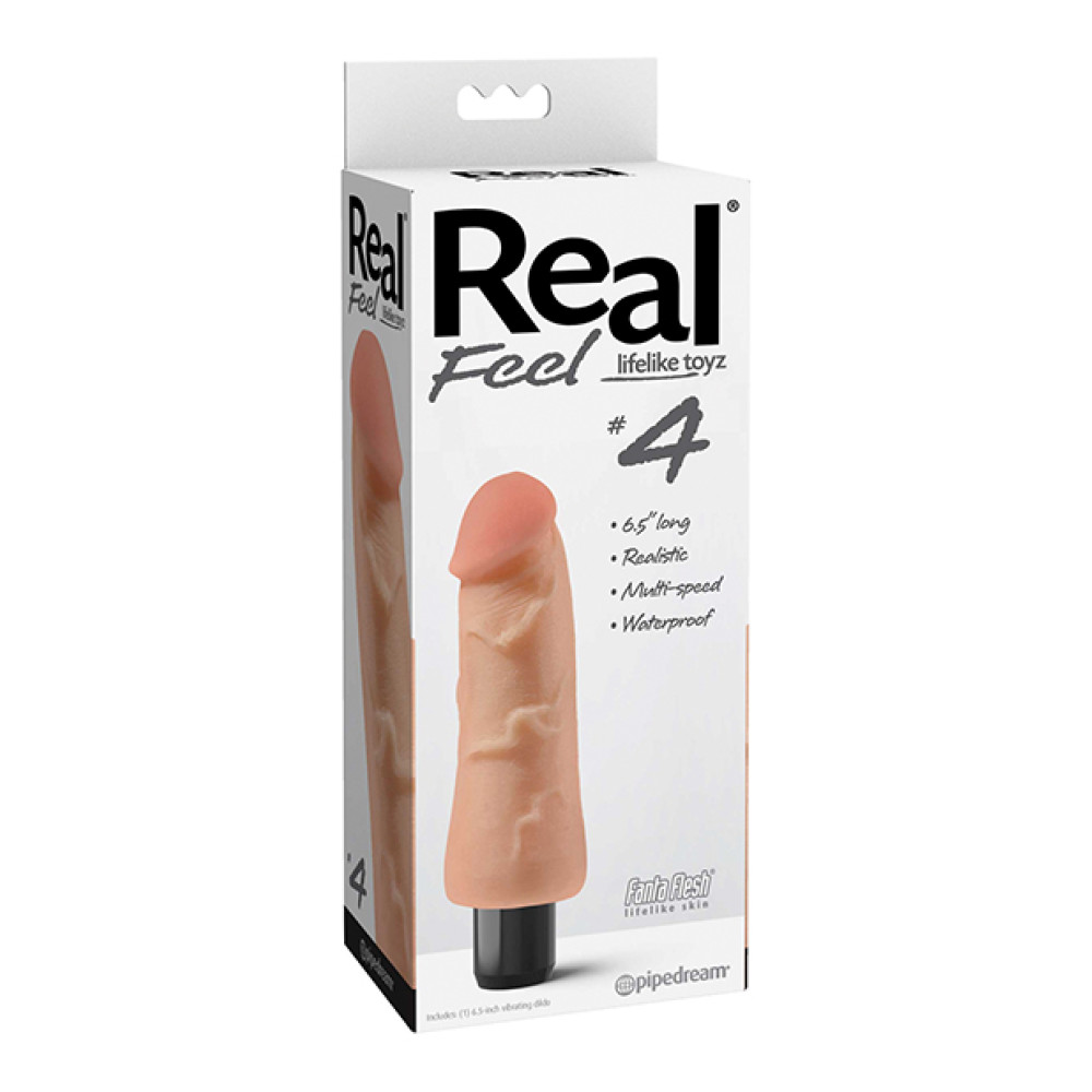 Real Feel No. 4  Long 6" Vibe Waterproof - Mutli-speed Flesh