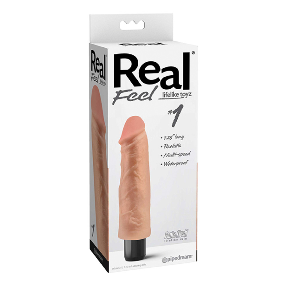 Real Feel No. 1  Long 7.5" Vibe Waterproof - Mutli-speed Flesh