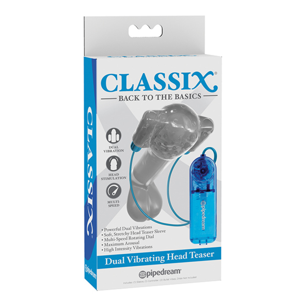 Classix Dual Vibrating Head Teaser - Blue/Clear