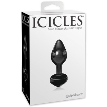Icicles No. 44 Hand Blown Glass Butt Plug - Black