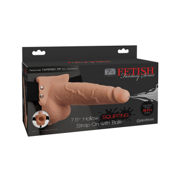 Fetish Fantasy Series 7.5" Hollow Squirting Strap On w/Balls - Flesh