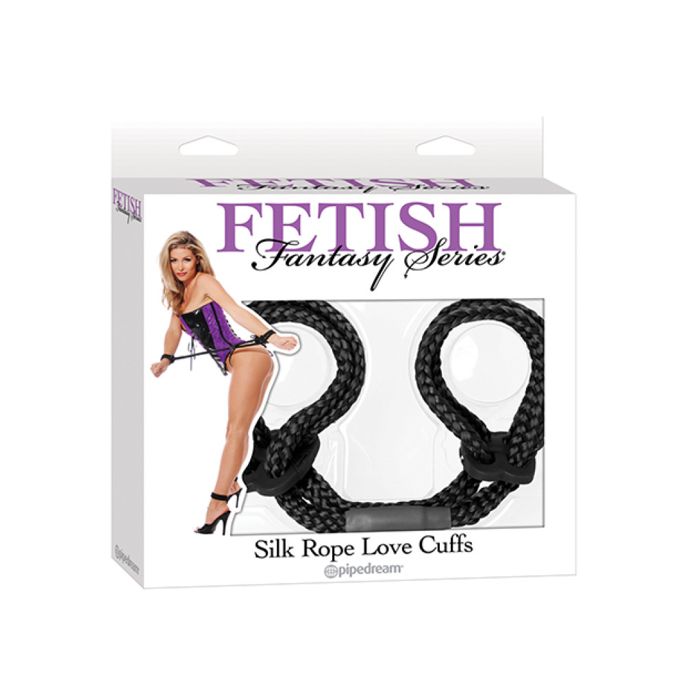 Fetish Fantasy Series Silk Rope Love Cuffs - Black