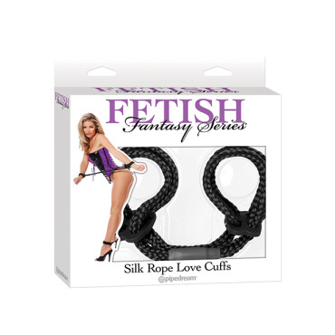 Fetish Fantasy Series Silk Rope Love Cuffs - Black