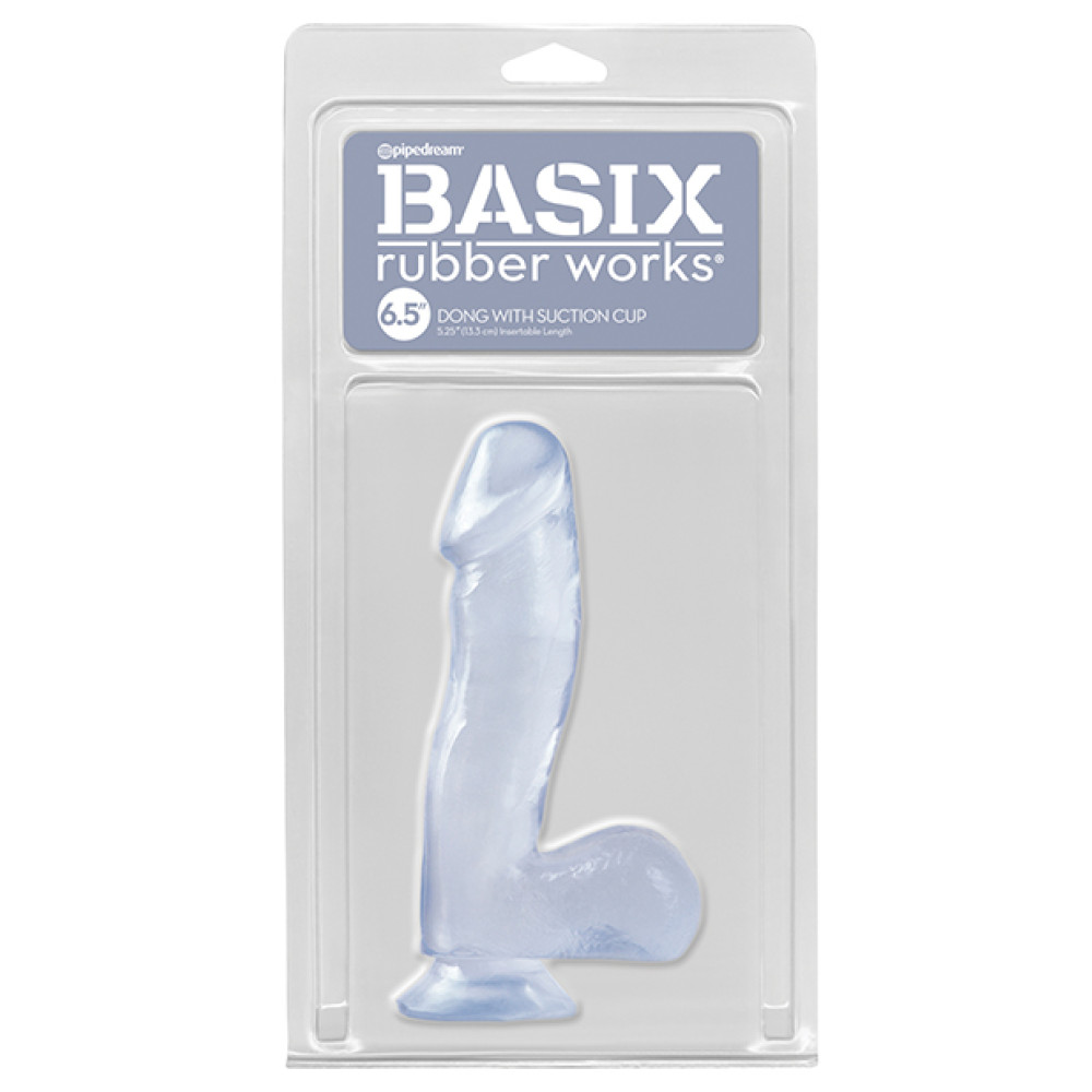 Basix Rubber Works 6.5" Dong w/Suction Cup - Clear