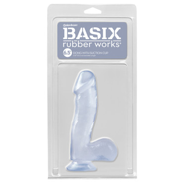 Basix Rubber Works 6.5" Dong w/Suction Cup - Clear