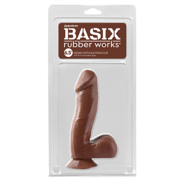 Basix Rubber Works 6.5" Dong w/Suction Cup - Brown