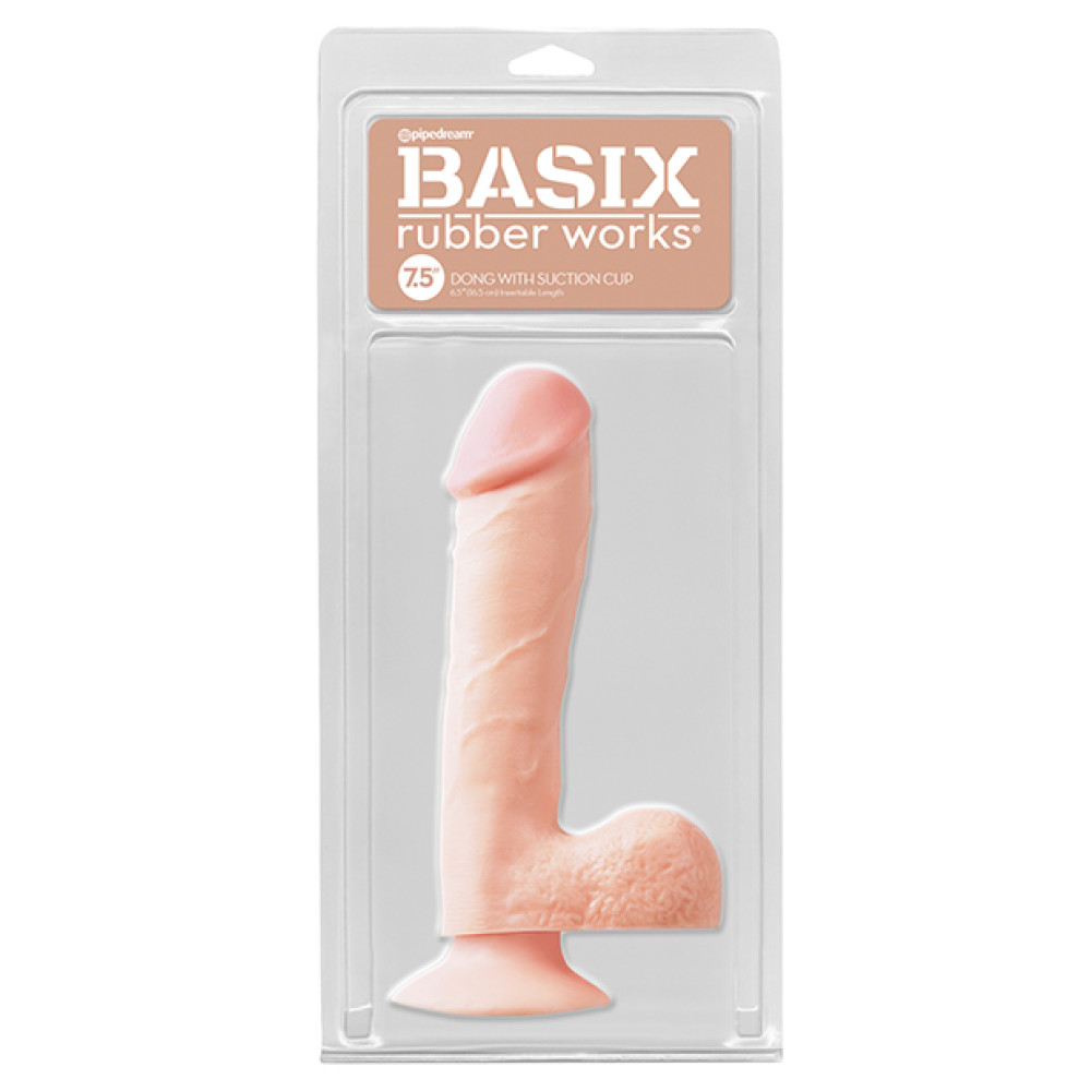 Basix Rubber Works 7.5" Dong w/Suction Cup - Flesh