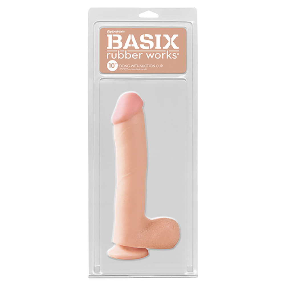 Basix Rubber Works 10" Dong w/Suction Cup - Flesh