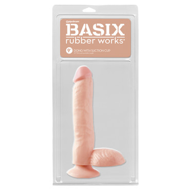 Basix Rubber Works 9" Dong w/Suction Cup - Flesh