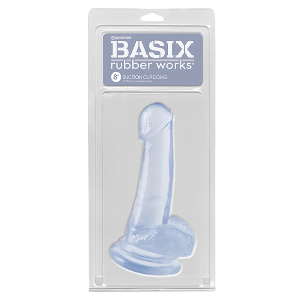 Basix Rubber Works 8" Suction Cup Dong - Clear