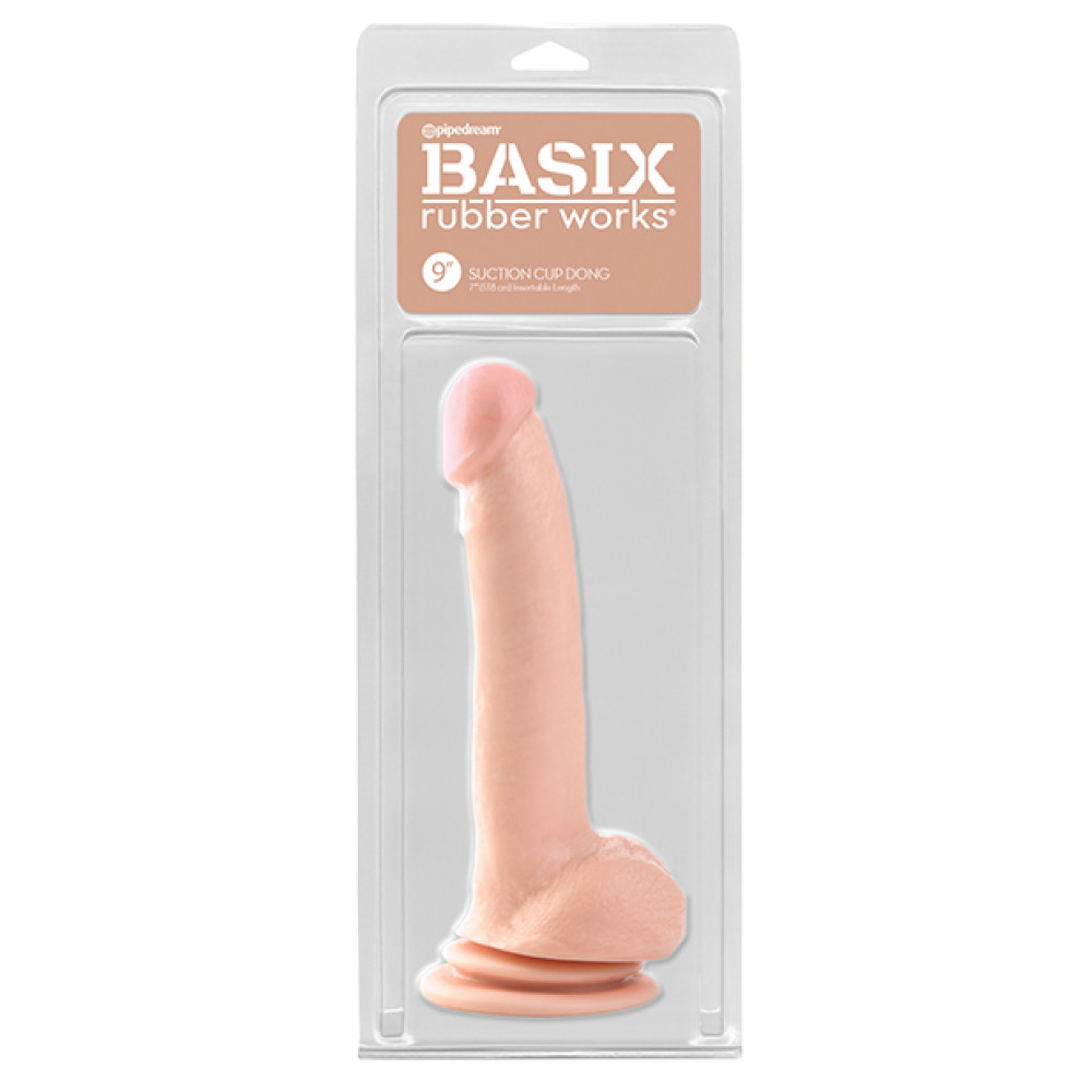 Basix Rubber Works 9" Suction Cup Dong - Flesh