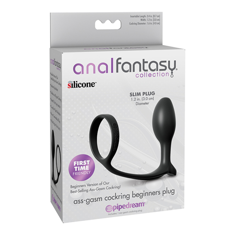Anal Fantasy Ass-Gasm Cockring Beginners Plug - Black
