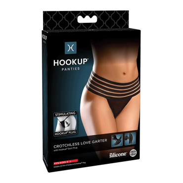Hookup Panties Crotchless Love Garter Black S-L