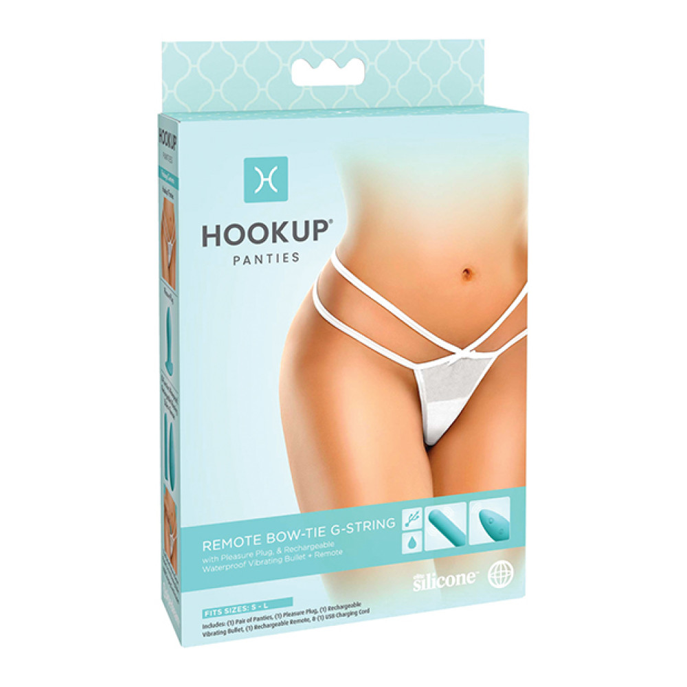 Hookup Panties Remote Bow Tie G String White S-L