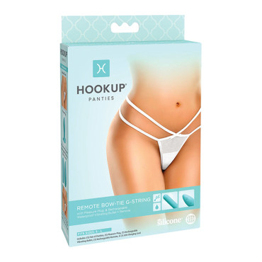 Hookup Panties Remote Bow Tie G String White S-L