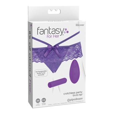 Fantasy For Her Crotchless Panty Thrill Her - Purple