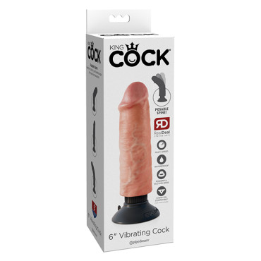 King Cock 6" Vibrating Cock - Flesh