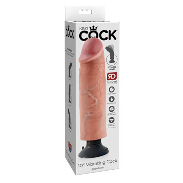 King Cock 10" Vibrating Cock - Flesh