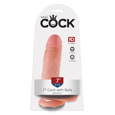 King Cock 7" Cock w/Balls - Flesh