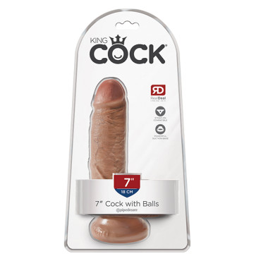 King Cock 7" Cock w/Balls - Tan
