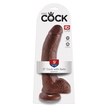 King Cock 9" Cock w/Balls - Brown