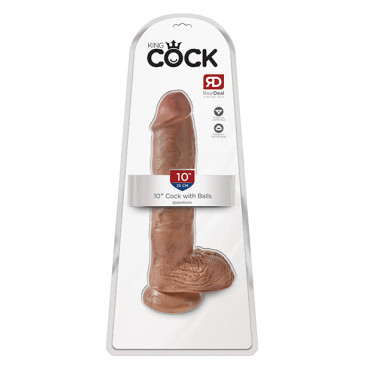 King Cock 10" Cock w/Balls - Tan