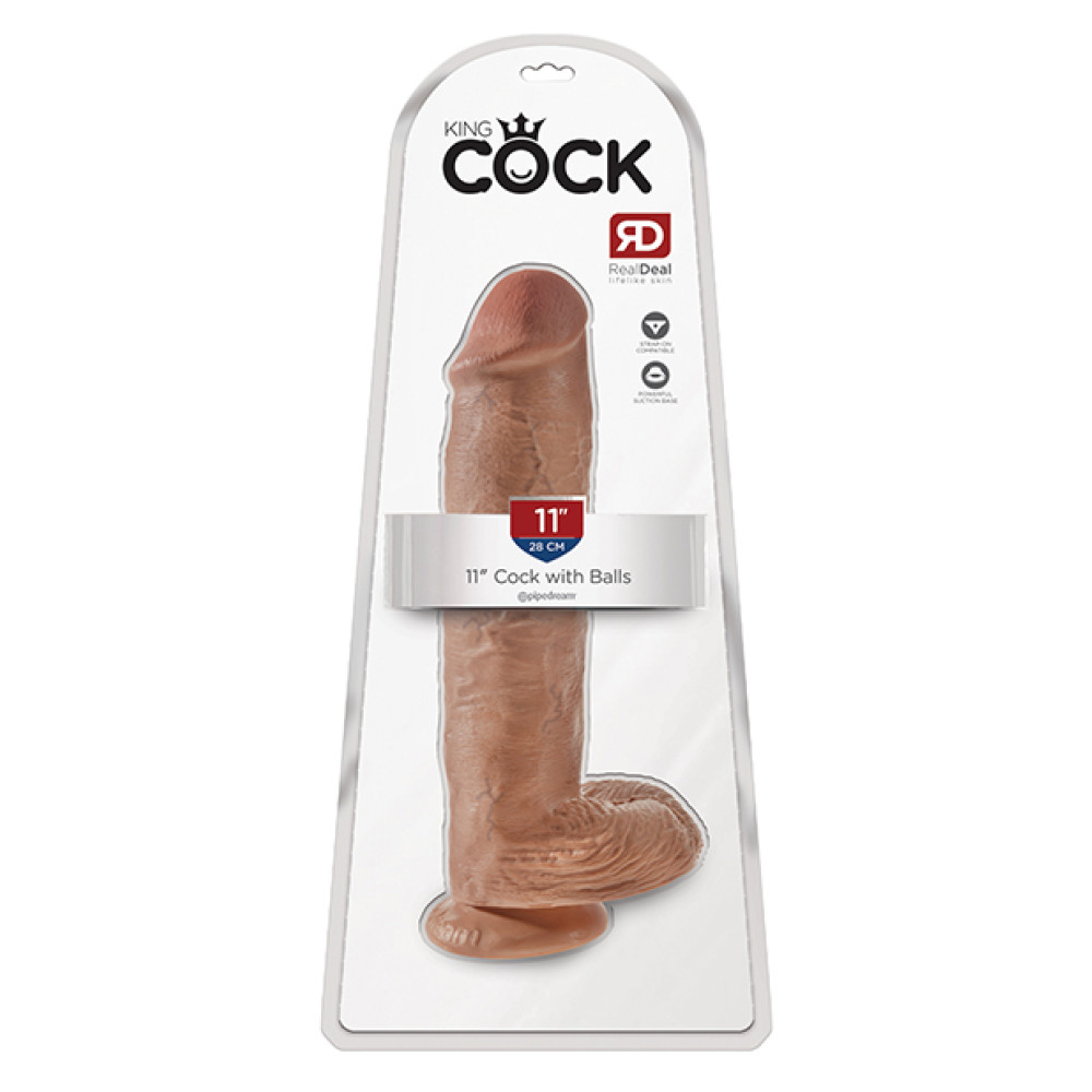 King Cock 11" Cock w/Balls - Tan