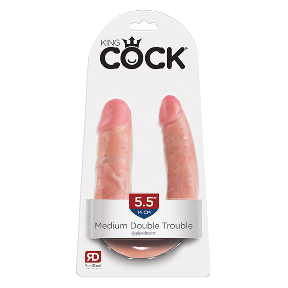 King Cock Medium Double Trouble - Flesh