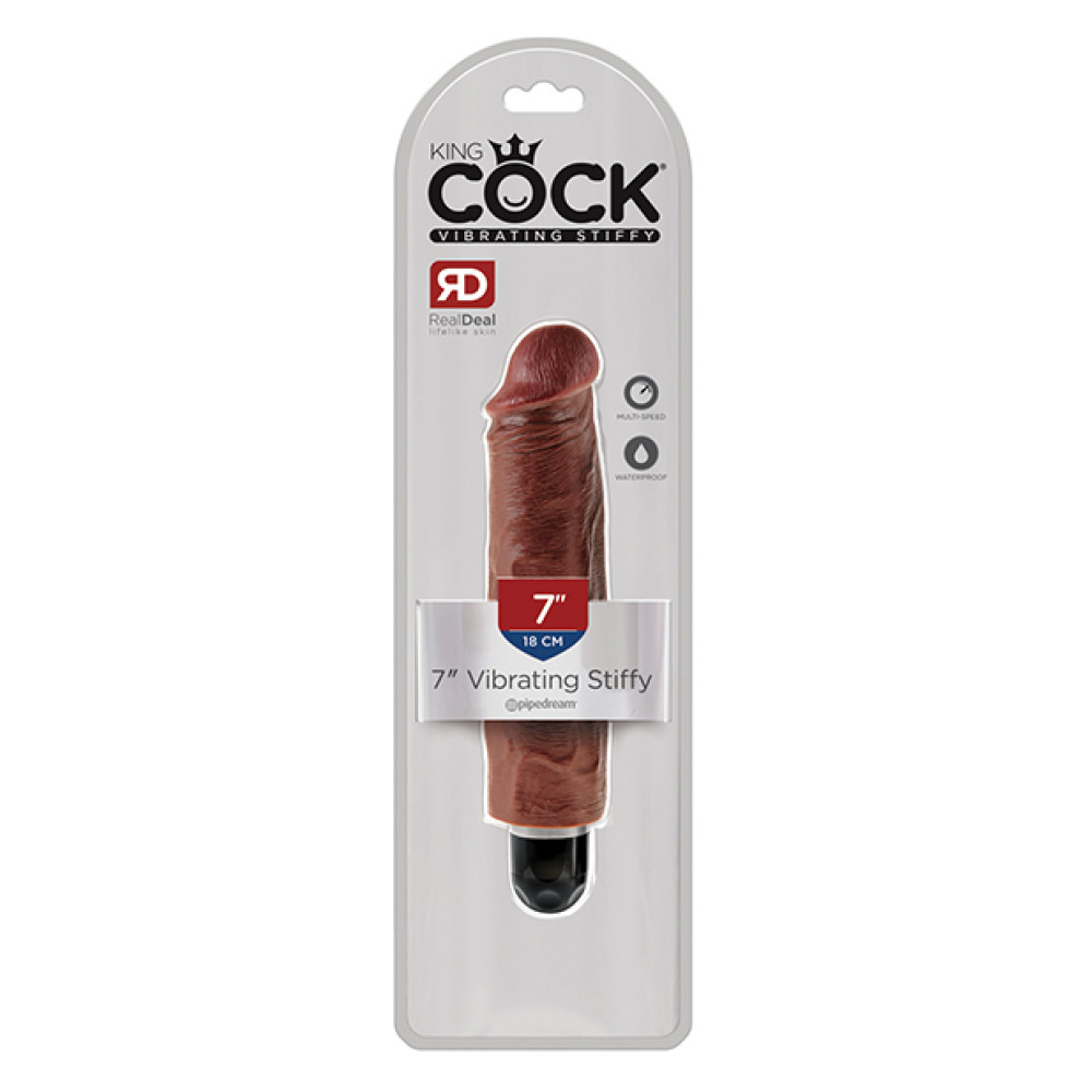 King Cock  7" Vibrating Stiffy - Brown