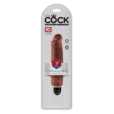 King Cock  7" Vibrating Stiffy - Brown