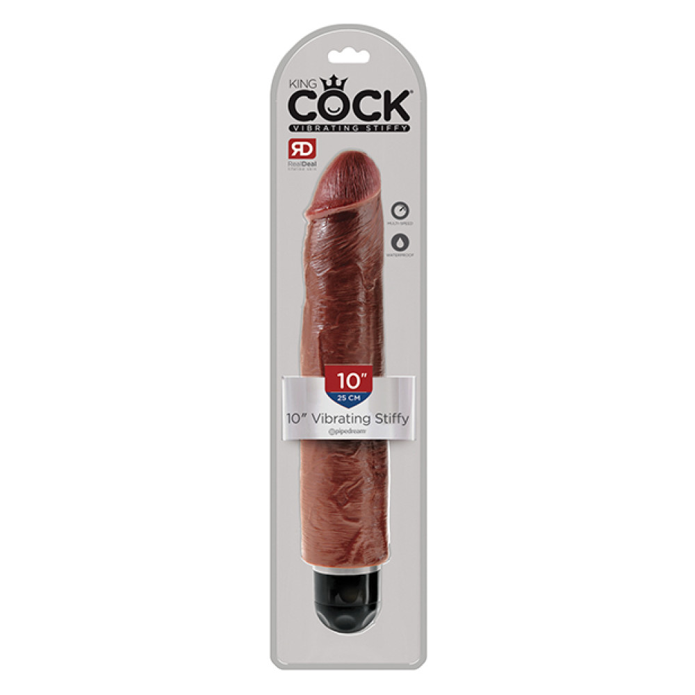 King Cock  10" Vibrating Stiffy - Brown