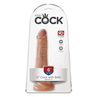 King Cock 6" Cock w/Balls - Tan