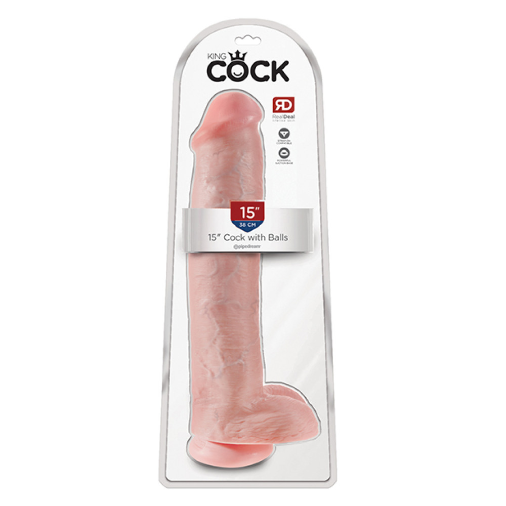 King Cock 15" Cock w/Balls - Flesh