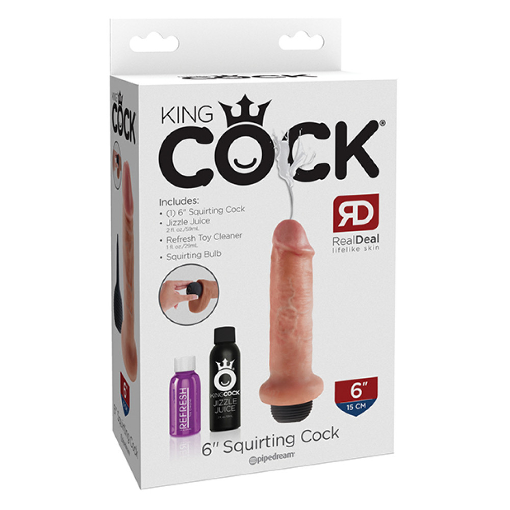 King Cock 6" Squirting Cock - Flesh