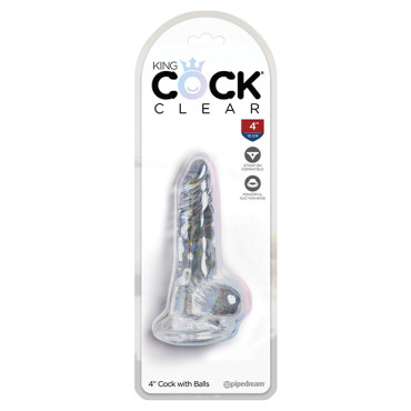 King Cock Clear 4" Cock w/Balls