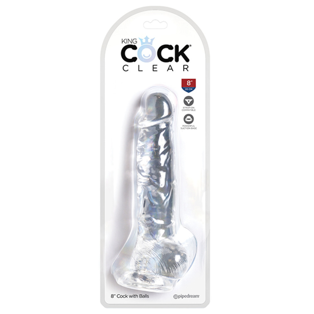 King Cock Clear 8" Cock w/Balls