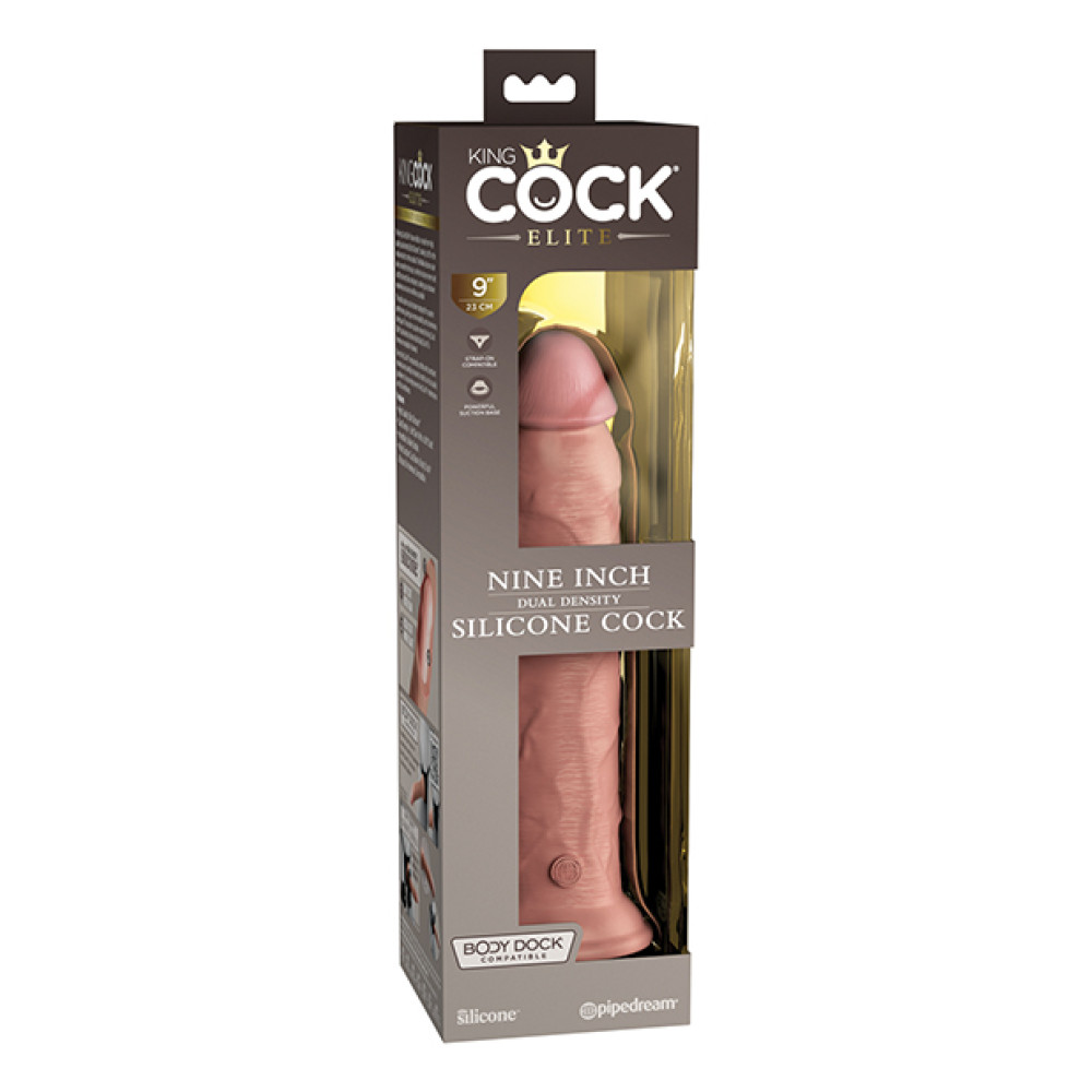 King Cock Elite 9" Dual Density Silicone Cock - Light