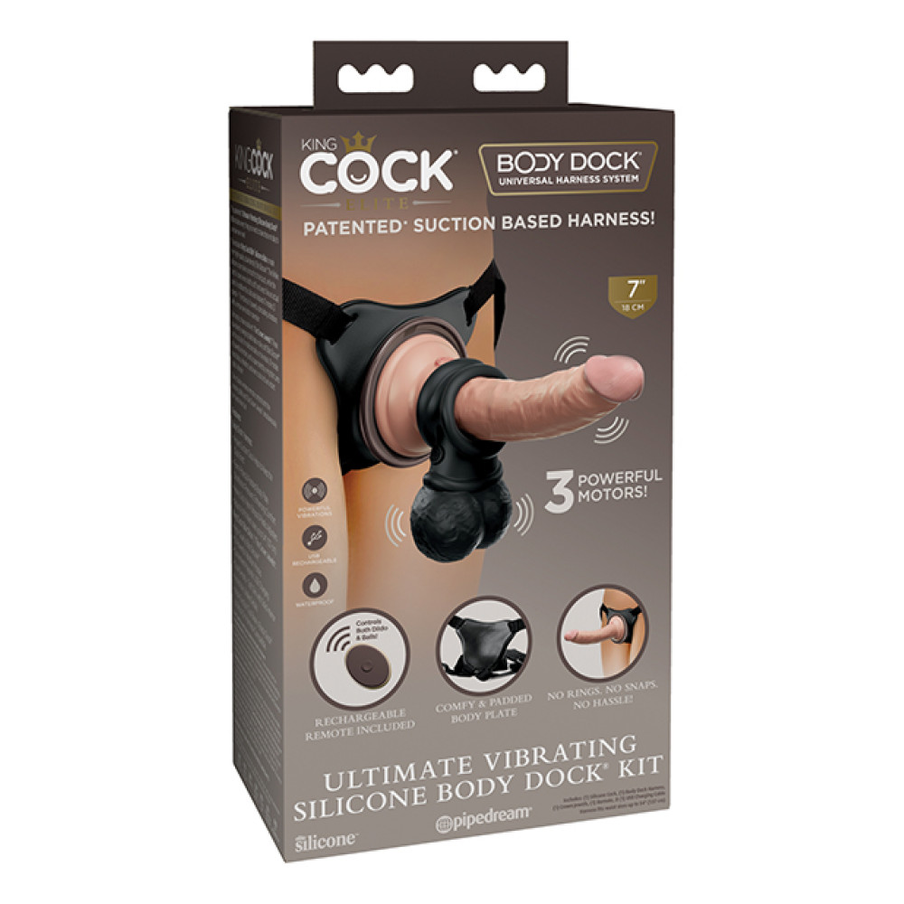 King Cock Elite Ultimate Vibrating Silicone Body Dock Kit w/Remote King Cock Elite Ultimate Vibrating Silicone Body Dock Kit w/Remote
